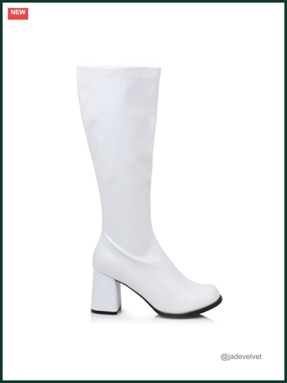 Knee High Go-Go Boot Chunky Heel PU Zip Up Calf High